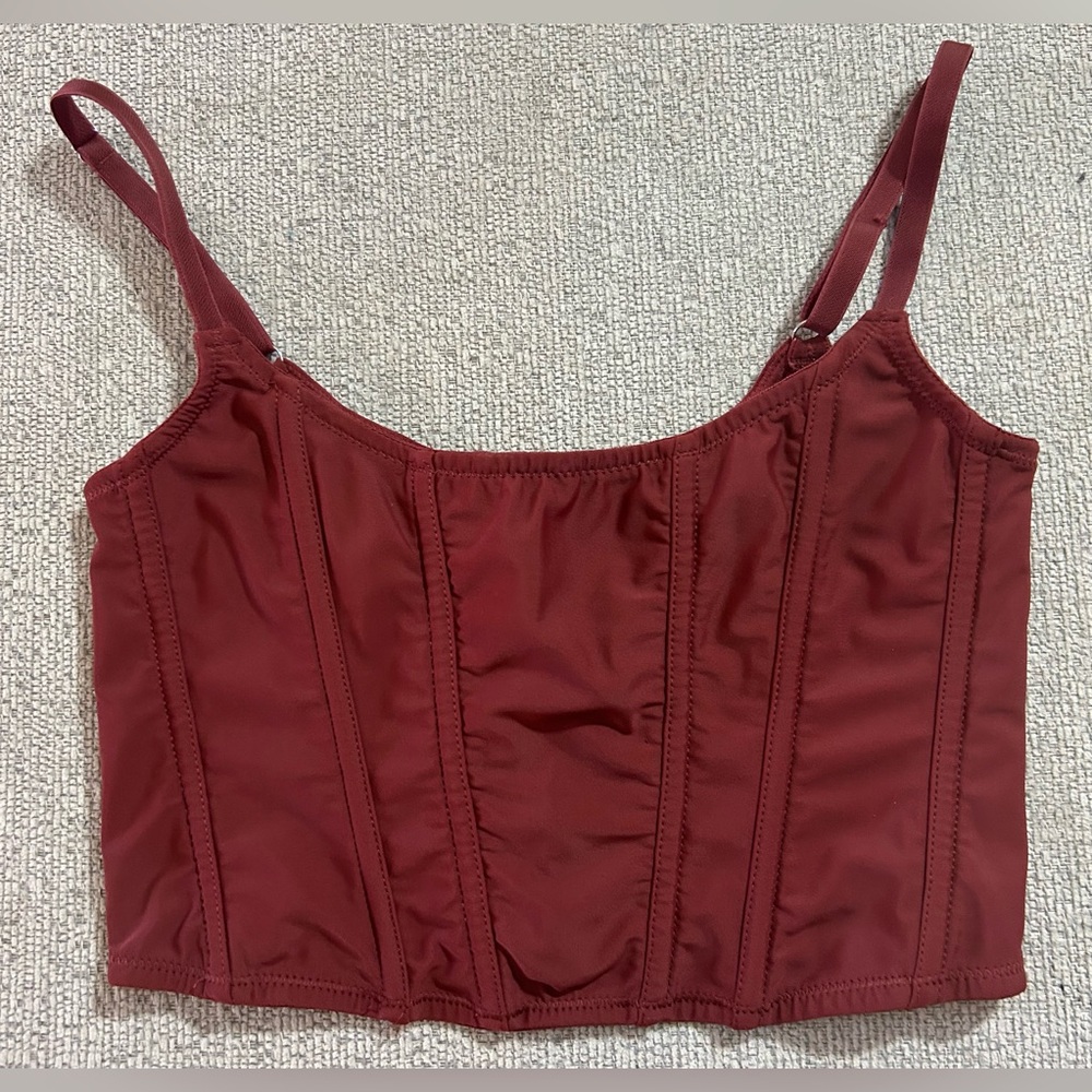 Urban Outfitters Out From Under Cropped Burgundy Corset Bustier